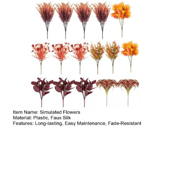 Künstliche Herbstblumen UV-beständig Künstliche Veilchen Ahornblatt-Picks Orange Realistisch