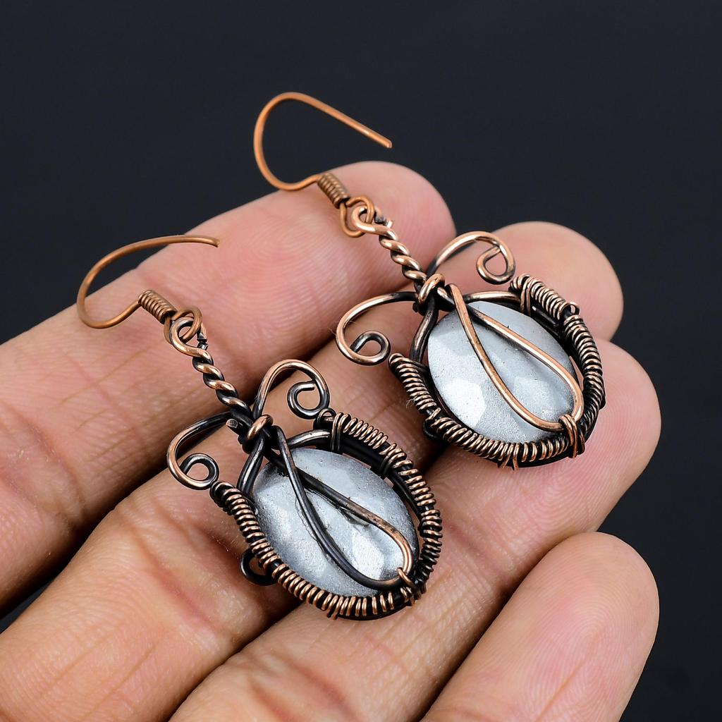 Pink Kunzite Earrings Gemstone Jewelry, 999 Copper Wire Wrapped Earrings, Handmade Beautiful Jewelry Earrings