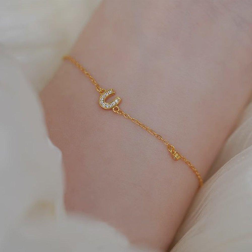 

14K Silver Bling Horseshoe Lucky 925 Bracelet
