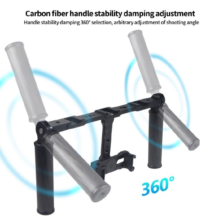 Video Cage Rig Case Carbon Fiber Hand Grip with 1/4 3/8 Thread Cold Shoe Mount