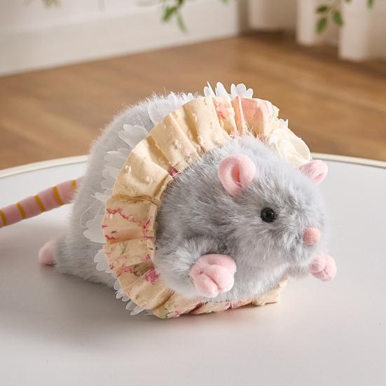 Fare Peluş Oyuncak Yumuşak Dolgulu Hayvan Sevimli Fare Bebek Dantelli Etek Fiyonk Süslemeli Çocuk Odası Masa Dekorasyonu İçin Dekoratif Peluş Fare Hediye
