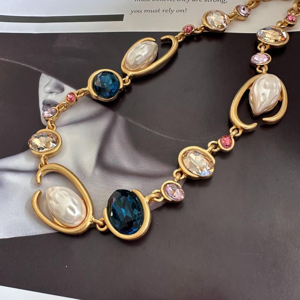 Oscar Premium Street Auction O-Shaped Long Flash Diamond Nightclub Banquet Jewelry Necklace Collarbone Chain Women'S Nightclub