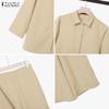 ZANZEA Women 3/4 Sleeve Blouse and Pants Casual Two Piece Suit Set