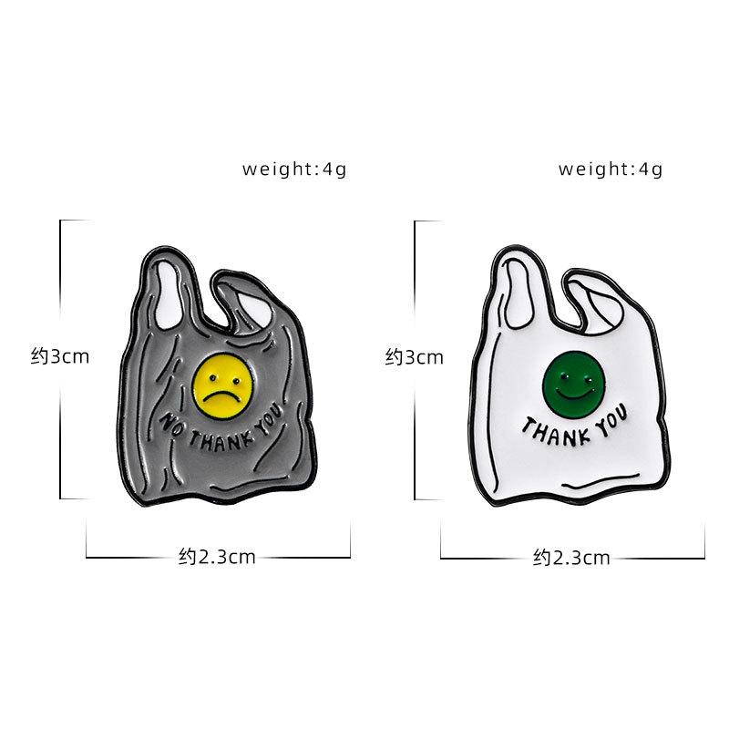 Cartoon plastic bag smiley face shape brooch trendy schoolbag clothes decoration oil spike needle