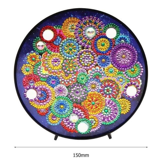 Mandala Runder Kreis DIY Diamantmalerei LED Licht Nachtlampe Tisch Schreibtisch Dekoration
