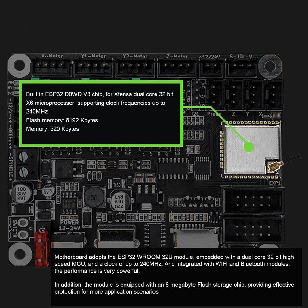 MKS DLC32 V2.1 32 Bit ESP32 WIFI GRBL TFT Laser Engraver DIY Universal Main Board with TMC2209 Stepper Motor 12‑24VDC