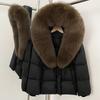 Removable oversized fox fur collar women's short down jacket women's winter new hooded waist and thin fur jacket