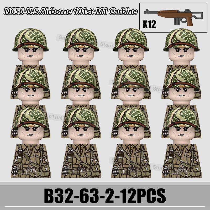 WW2 US Rangers 101 Airborne Soldier Figures Building Blocks Military Army Infantry Gear Helmet Rifle Guns BAR Bricks Toy Gifts