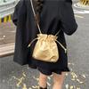 Soft Texture Leather Drawstring Light Luxury Cosmetic Bag Portable Large Capacity High Value Girl Ins Style
