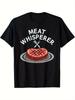 1pc, Men's BBQ Meat Art Fun T-Shirt, Funny Short Sleeve Top for Grilling Enthusiasts, Vintage Casual