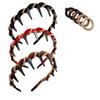 3Pcs Elegant Headband with Teeth Decorative Hair Band with 5 Hair Ties Fashion Hair Accessories Gifts for Women Girls