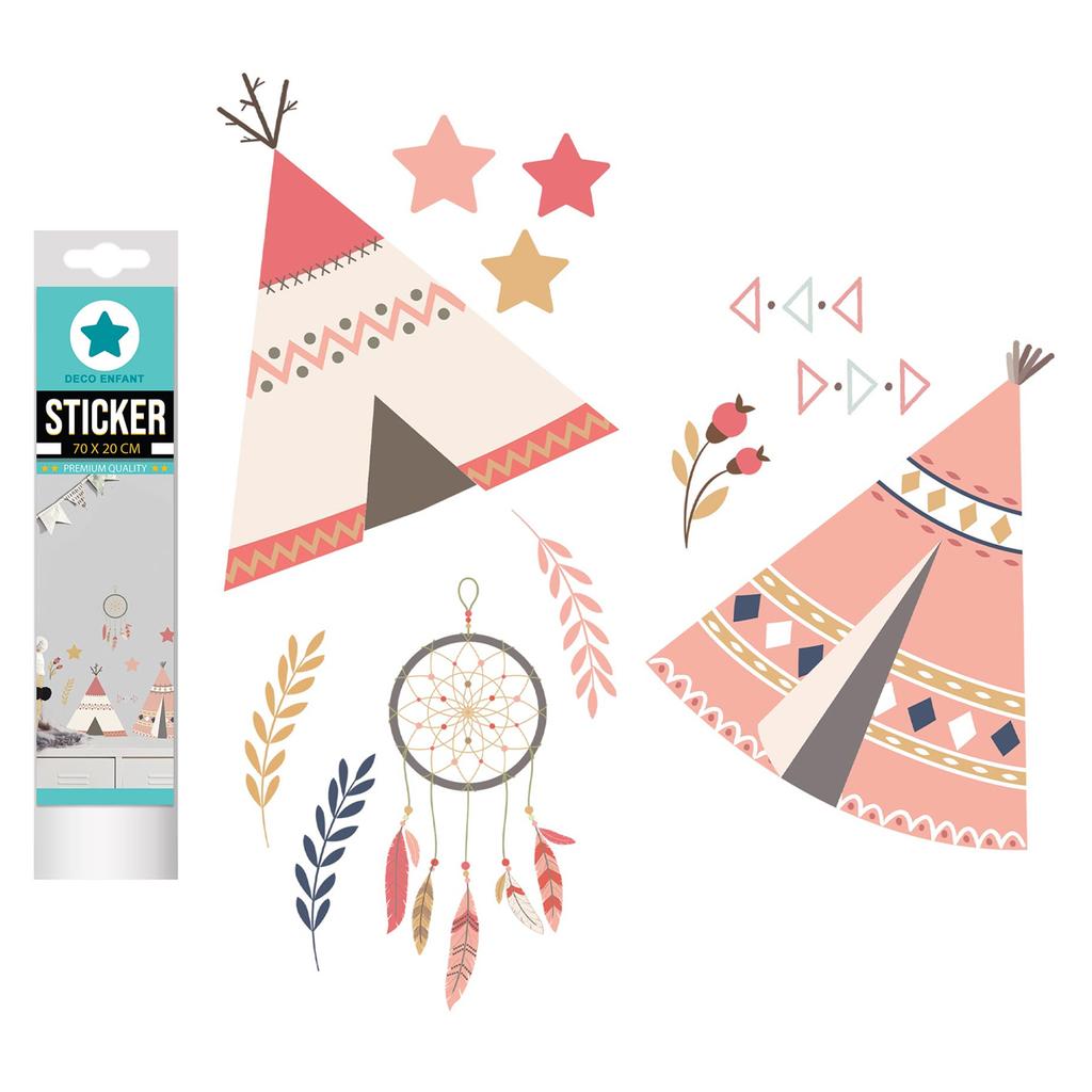 Les Trésors De Lily [R3392] - Sheet of Stickers 'Indian Tipi' Fishing - 20x70 Cm