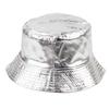 Double Sided Wear Reversible Bucket Hat Breathable Harajuku Style Gold Silver Fisherman Hat Leather UPF 50+ Sunscreen