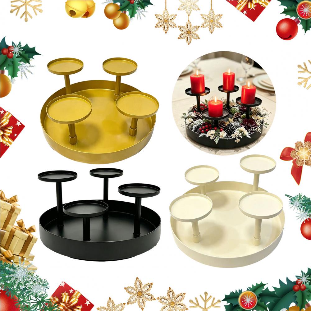 4 Pillar Tiered Candle Stand Christmas Wedding Dining Table Fireplace Mantel Holiday Home Decor Metal Pillar Candle Holder