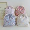 1pcs Forest Style Handmade Floral Cotton Drawstring Bag Vintage Storage Pouch for Underwear Travel Organizer Pouch