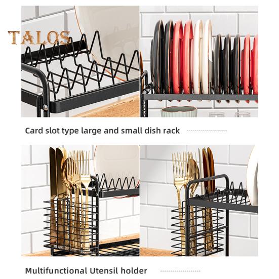 Abtropfgestell mit Abtropfschale, großes Fassungsvermögen, einfache Installation, Mehrzweck-Geschirrtrocknerständer für die Küchentheke, Utensilienhalter