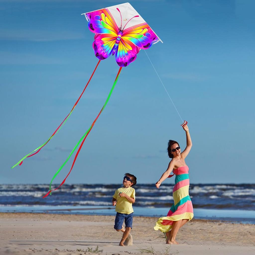 Pair of Butterfly Kites, Butterfly Style, Purple, for Adults and Teenagers, Ideal for Beginners, Easy To Assemble and Operate, Includes Storage Bag,