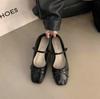 Fashion Flat Shoes for Women Spring Autumn 2024 Mary Jane Shoes New Square Toe Black Bow Loafers Women  Ladies Shoes Large Size 43 44