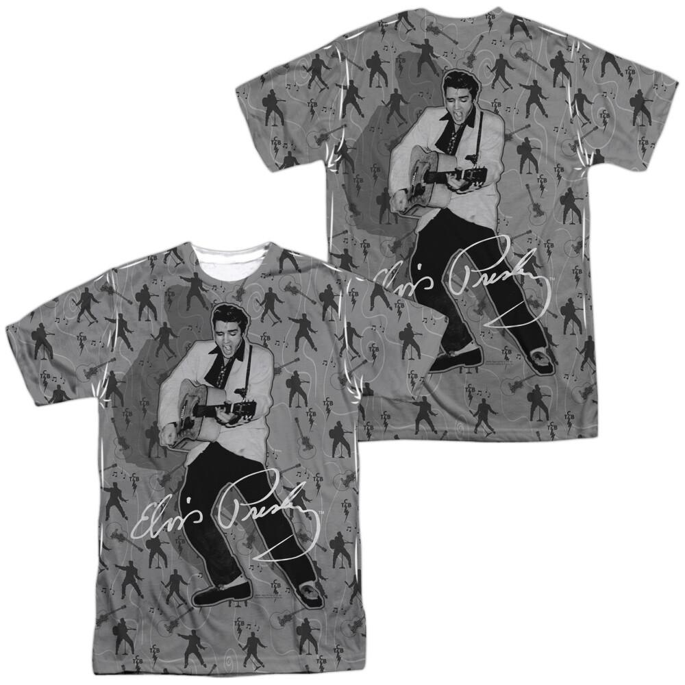 Elvis Rockin All Over Dye Sublimation T-Shirt L
