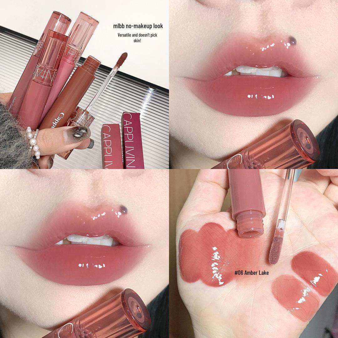 Cappuvini Jelly Mirror Lip Glaze: Moisturizing, Plumping, Youthful Look, Long-lasting Lip Gloss.
