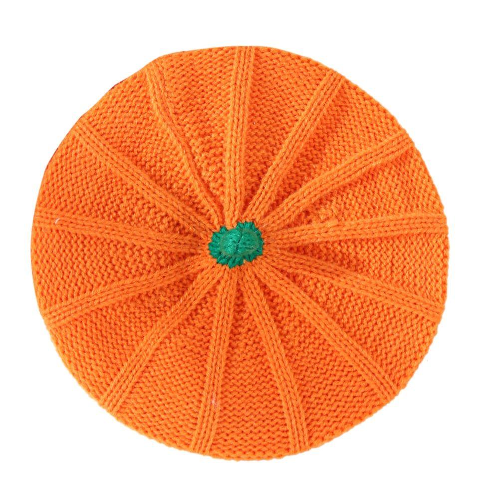 Keep Warm Knitted Hat Orange Parent-Child Hat Casual Pumpkin Beret  Halloween Decoration