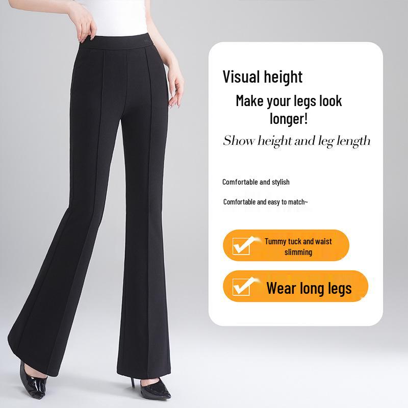 

Women s Plus Size High-Waisted Micro-Flare Pants: Slimming, Casual, Versatile, Straight-Leg for Spring & Summer. 2XL (125-140 kg)