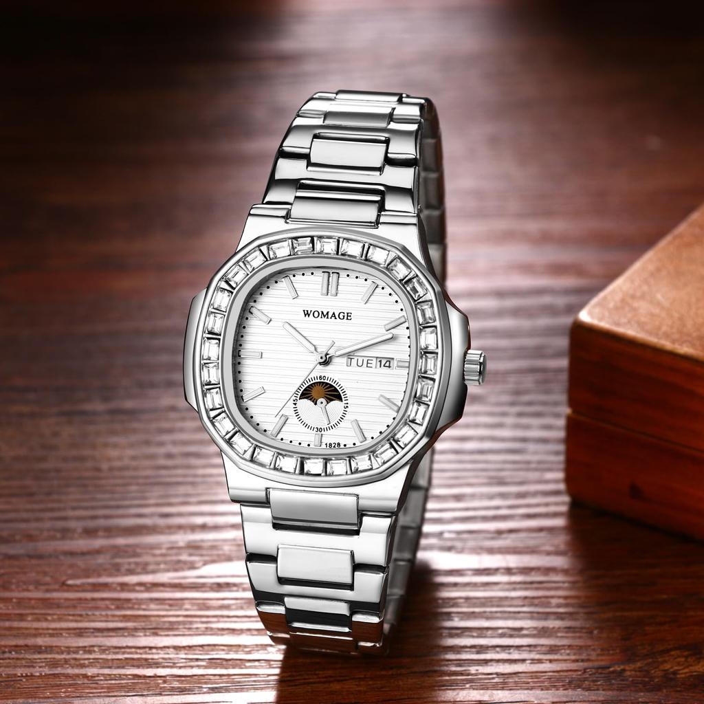 Men's Stainless Steel Waterproof Silver Watch: Analog Quartz Watch with Calendar Function - Perfect Gift for Birthdays, Anniversaries, Christmas, and