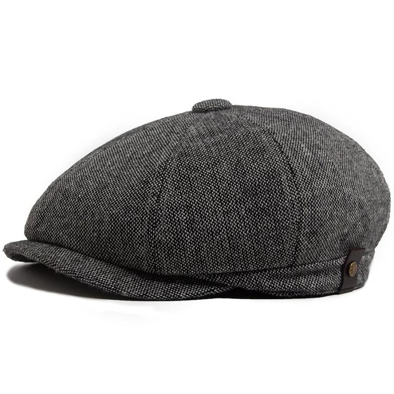 Cappelli Newsboy da Uomo Peaky Autunno Vintage Spina di Pesce Ottagono Cappello Berretti a Righe Casual da Donna Gatsby Cappello Piatto 55-60CM