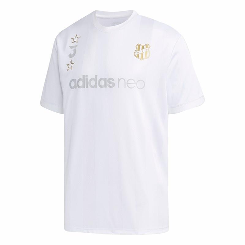 Men s adidas neo Logo Printing Sports Round Neck Short Sleeve White T-Shirt EI4518 M