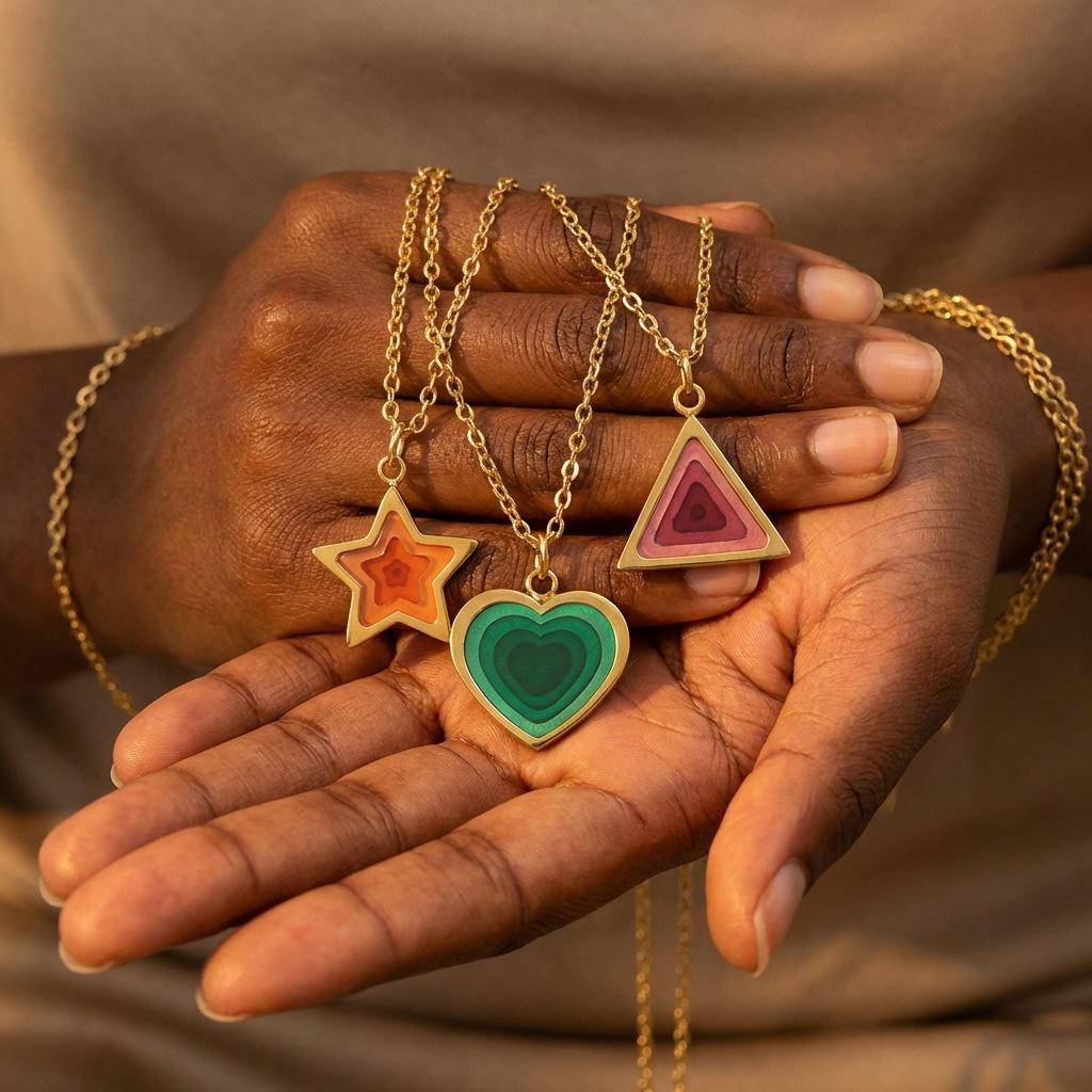 Liebe Edelstahl Halskette Stern Edelstahl Geometrische Halskette Vakuumvergoldet 18K Farbechtheit