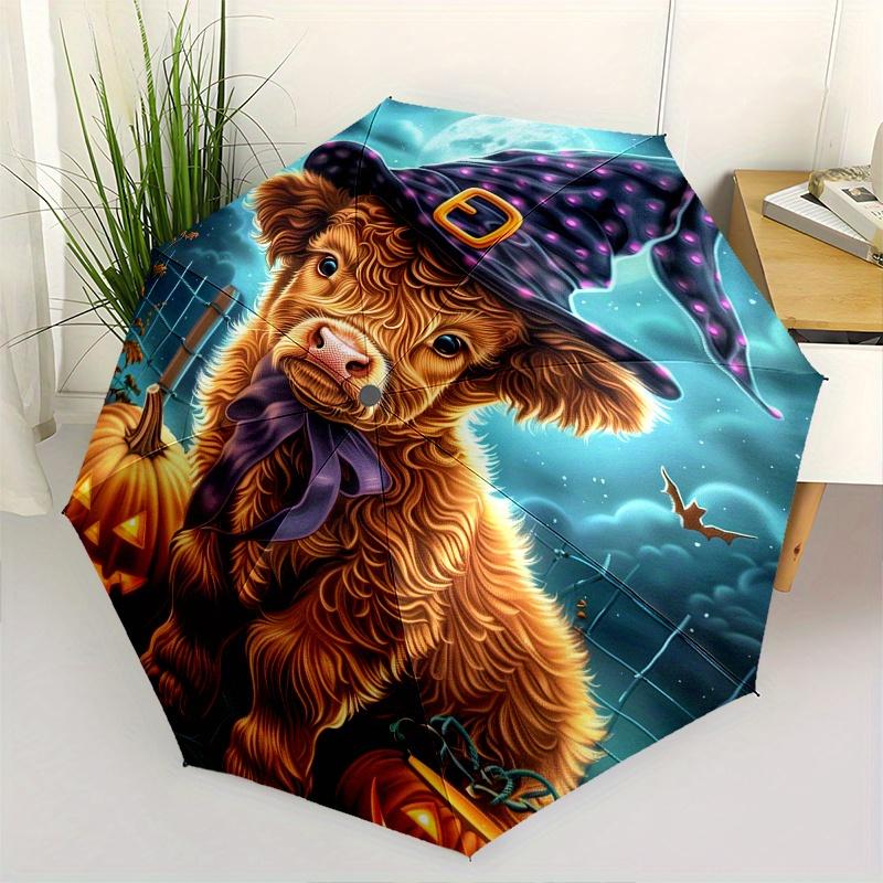

Halloween, Cow Theme 8 Bone Hand Automatic Folding Umbrella, Compact and Portable Design, A Perfect Gift for Birthday, Christmas or Business