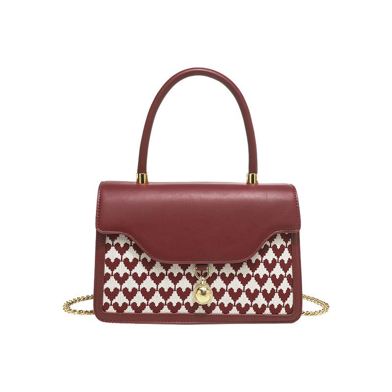 Heart-shaped red handbag for women 2024 new model, high-end wedding bag, bride gift, bridal bag, crossbody handbag