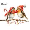 Seasonal Home Decorations Christmas Birds on Tree Branch Wall Sticker, Cute Watercolor Bird Decal Festive Balcony Glass Decor with Ball, Candy