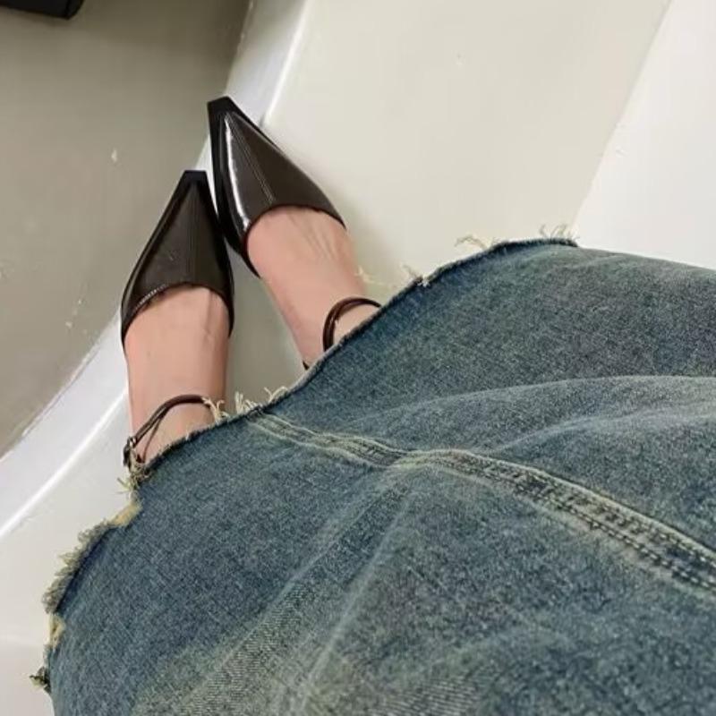 

Fashion One-band Kitten Heel Shoes Autumn New Pointed Toe Shallow Mouth Non-slip Wear-resistant Low-top Single Shoes 35