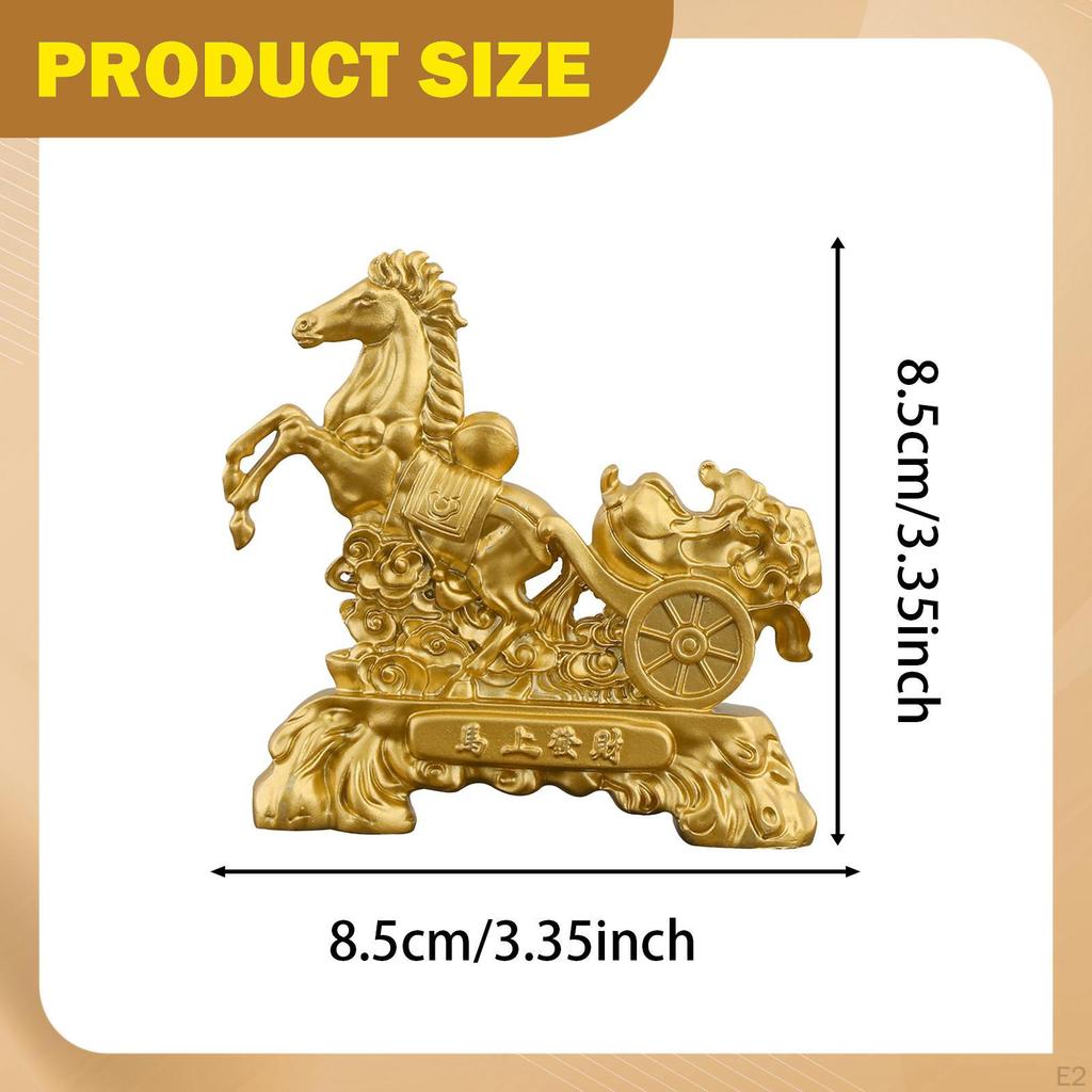 Chinese Horse Statue Desktop Ornament Feng Shui Decor Figurine for Bookshelf