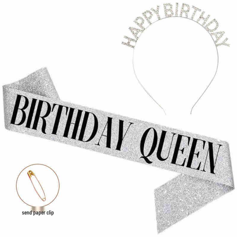 Hong Kong Style Birthday Queen Sash & Shoulder Strap for Photos