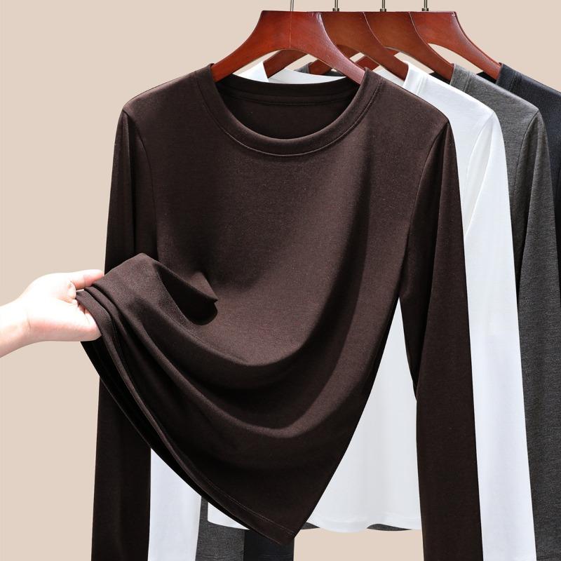 Crew neck Tencel sunscreen blouse long sleeve shirt women's thin lyocell mask top new bottoming shirt