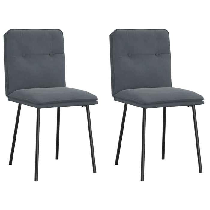 VidaXL Chaises à manger lot de 2 Gris foncé Velours, chaise, chaise de salon, chaise d'accent, chaise de cuisine, siège de 4101310