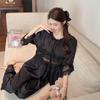 Sweet Polka Dot Lace Pajama Set for Women - Short Sleeve, Long Pants, Spring/Autumn, Princess Style