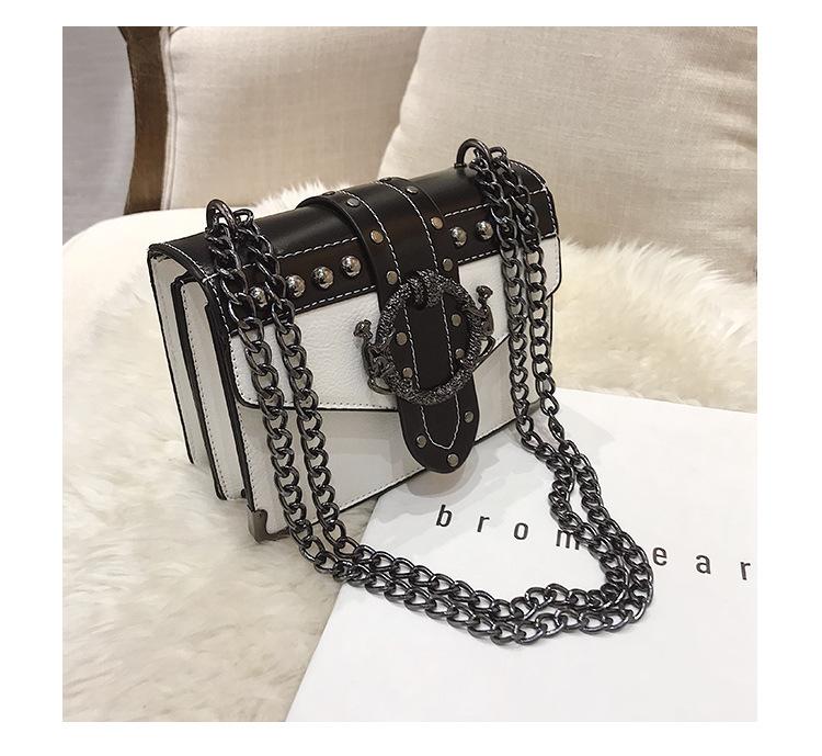 Chain small bag women's 2025 new trendy retro shoulder bag rivet small square bag Korean version messenger bag