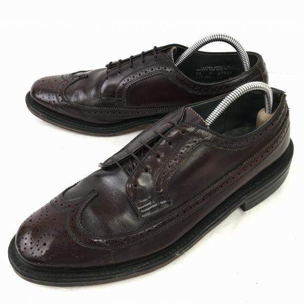 

Vintage Pre 90s Leather Goodyear Welt Long Wingtip American Brogue Dress Business Shoes Size 28.5cm Dark Brown