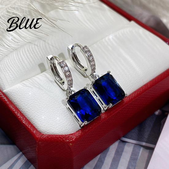 High-quality Zircon Earrings Large Dangling for Women Sparkling Cube-shaped Fashionable