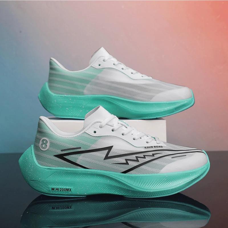 Fashion Men Sneakers Full Palm Carbon Plate Running Shoes Women Lightweight Tennis Shoes Marathon Racing Shock-absorbing Training Shoes