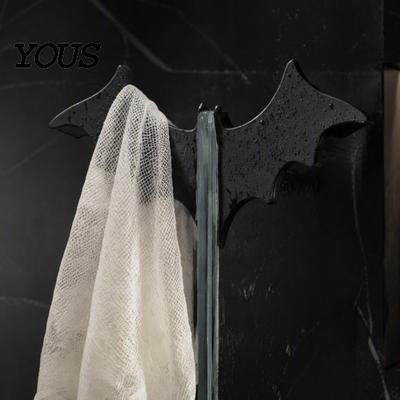 Halloween Home Gadgets 3D Printed Bat Hook for Glass Shower Door, No Drill Snap Niche Decorative Hooks On Clip Hanger, Gothic Hanger Bathroom