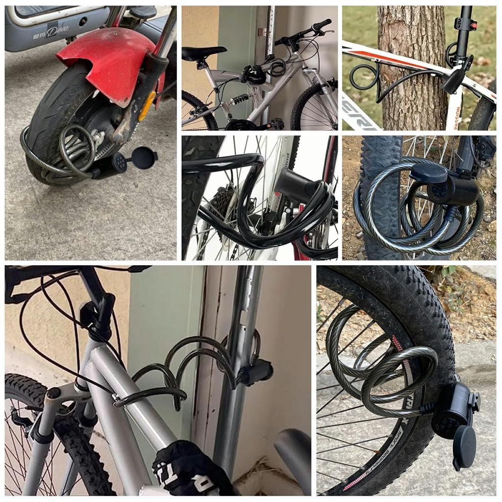 Fingerprint Bike Waterproof Bicycle Lock Cable for Outdoor Keyless Biometric Bike Lock for and Fence Doors Lock, 4.9ft Cycling, Heavy-Duty Bicycles,