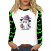 Women's T Shirt Halloween Print Long Sleeve Daily Fashion Basic Round Neck Raglan Sleeve Top