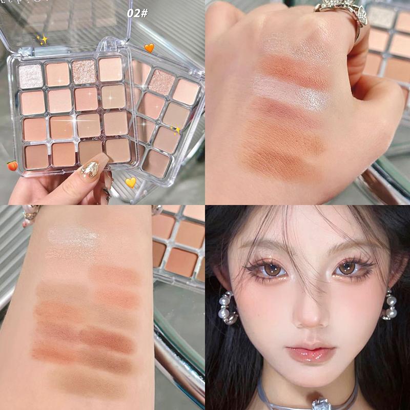 16-Color Matte Pearl Fine Glitter Eyeshadow Palette Long-Lasting Eye & Face Makeup Eye Makeup Palette Daily Makeup Eye Shadows