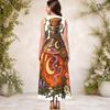 Women s Plus Size Sleeveless Keyhole Neck Halloween Ghost Pumpkin Printed White Long Dress