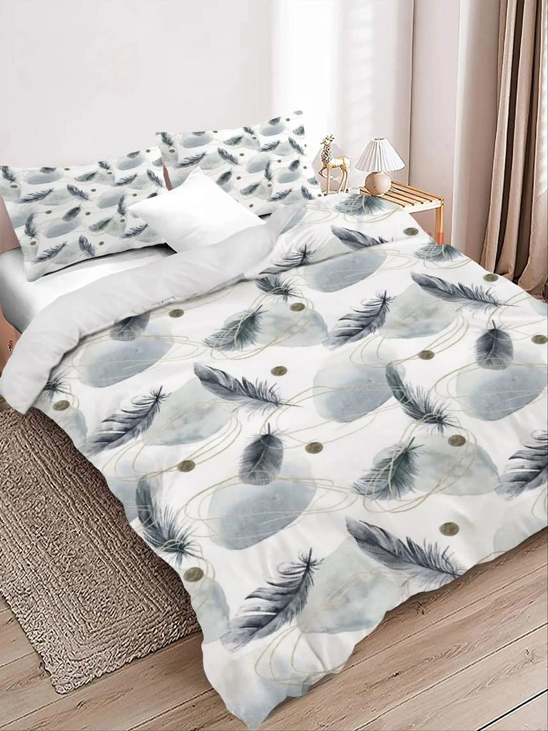 Golden Thread Ink Feather Duvet Cover, Down Duvet Cover, 3D Digital Printing Fashion Design Duvet Cover, Bedding Cover