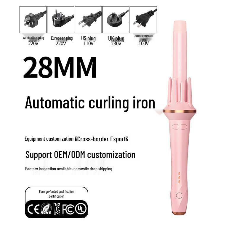 Minhuang Automatic 28mm Negative Ion Curling Iron – Protects Hair, Creates Fluffy Big Curls Effortlessly US Standard